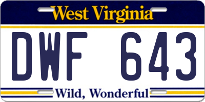 WV license plate DWF643
