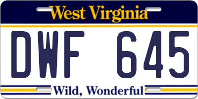 WV license plate DWF645