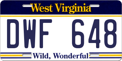 WV license plate DWF648