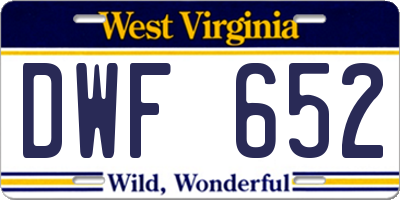 WV license plate DWF652