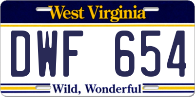 WV license plate DWF654