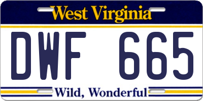WV license plate DWF665