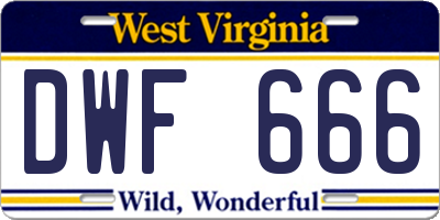 WV license plate DWF666