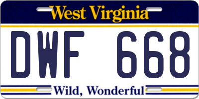 WV license plate DWF668