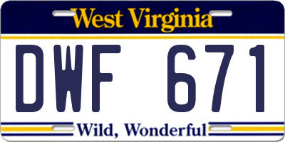 WV license plate DWF671