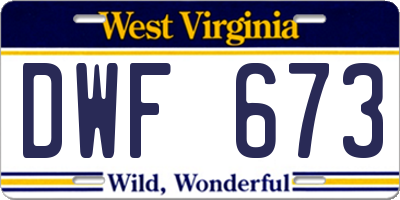 WV license plate DWF673