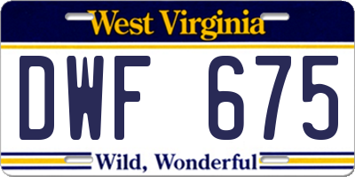 WV license plate DWF675