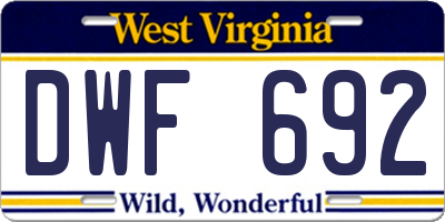 WV license plate DWF692
