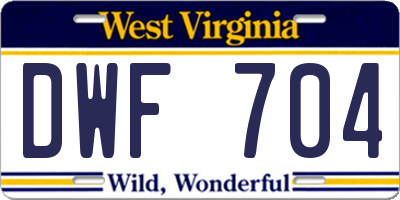 WV license plate DWF704