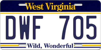 WV license plate DWF705