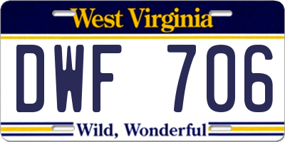 WV license plate DWF706