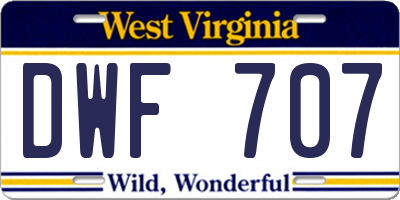 WV license plate DWF707