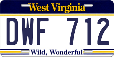 WV license plate DWF712