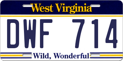 WV license plate DWF714