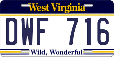 WV license plate DWF716