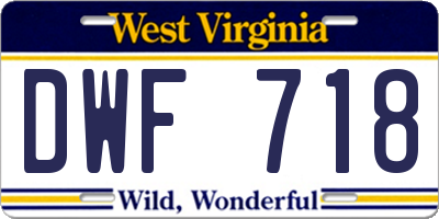 WV license plate DWF718