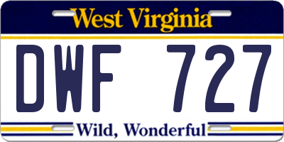 WV license plate DWF727