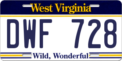 WV license plate DWF728