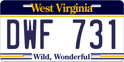 WV license plate DWF731