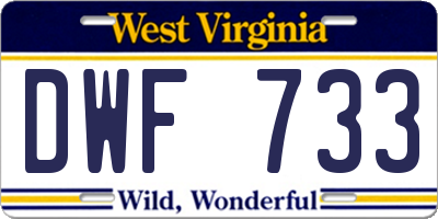 WV license plate DWF733
