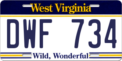 WV license plate DWF734