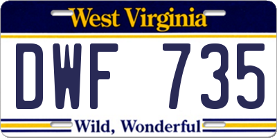 WV license plate DWF735