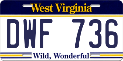 WV license plate DWF736