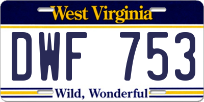 WV license plate DWF753