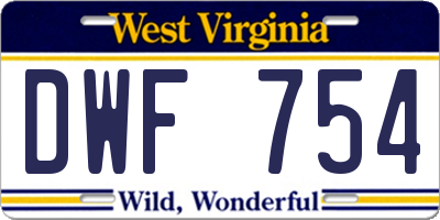 WV license plate DWF754
