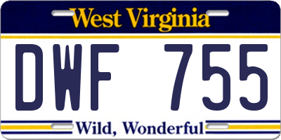 WV license plate DWF755