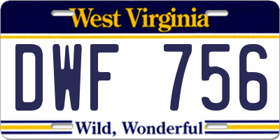 WV license plate DWF756