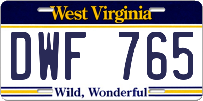 WV license plate DWF765