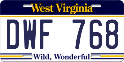 WV license plate DWF768