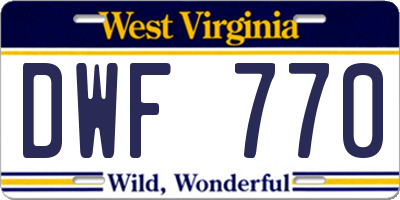 WV license plate DWF770