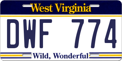 WV license plate DWF774