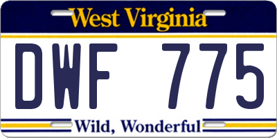 WV license plate DWF775