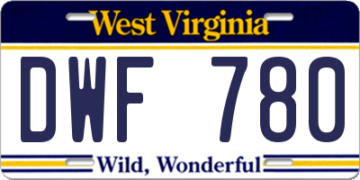 WV license plate DWF780