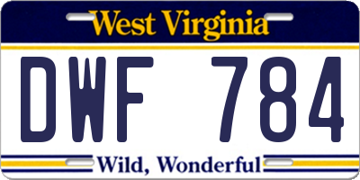 WV license plate DWF784