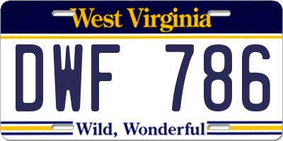 WV license plate DWF786