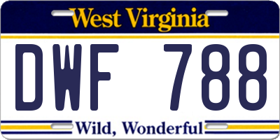 WV license plate DWF788