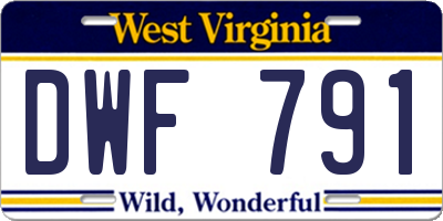 WV license plate DWF791