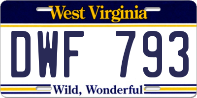 WV license plate DWF793