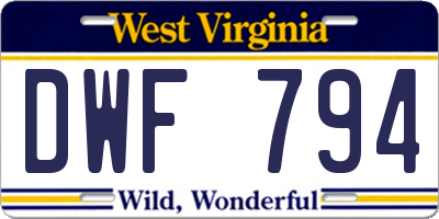 WV license plate DWF794