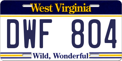 WV license plate DWF804