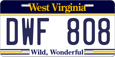 WV license plate DWF808