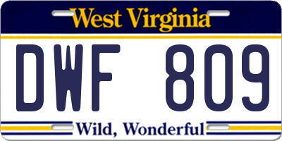 WV license plate DWF809