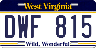 WV license plate DWF815