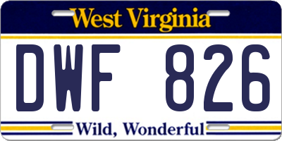 WV license plate DWF826