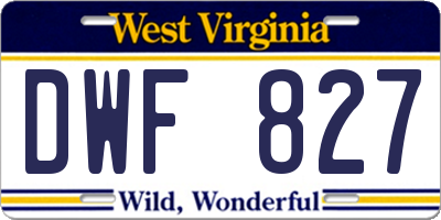 WV license plate DWF827