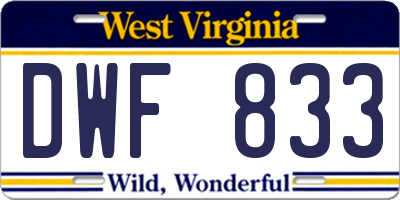 WV license plate DWF833